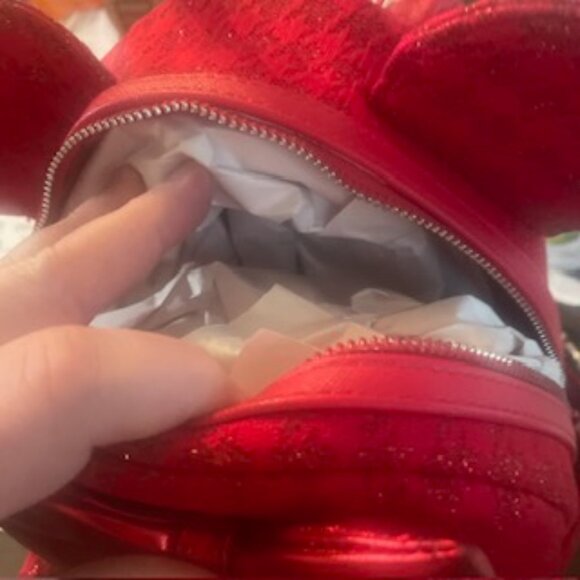 Disney Loungefly Red Minnie Mouse Tonal Cosplay Mini Backpack & Wallet Set – NWT - Picture 4 of 9